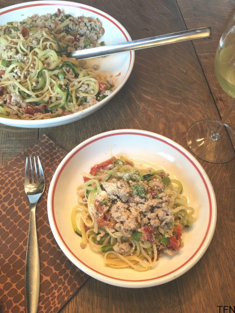 Asparagus Carbonara with Spiralized Zucchini