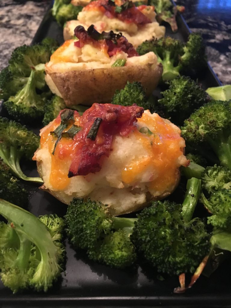 Twice Baked Potatoes and Brocoli